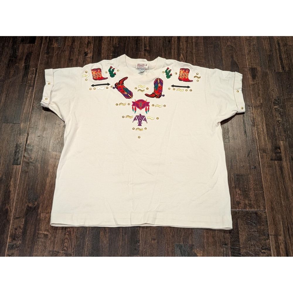 Vintage Miller Stockman Shirt Womens Large Western‎ Embroidered Made USA 90s